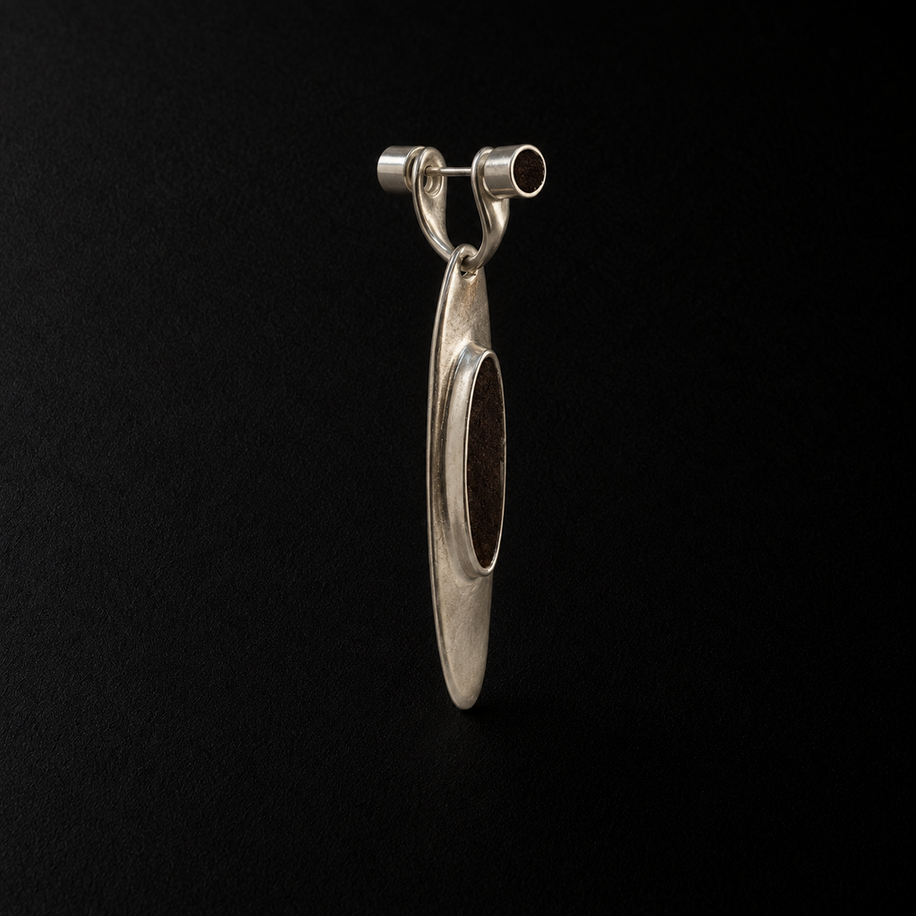 Oval Stone Drop Earrings shown at a three quarter angle in studio light