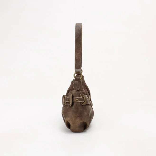 Mocha Buckle Hobo Bag