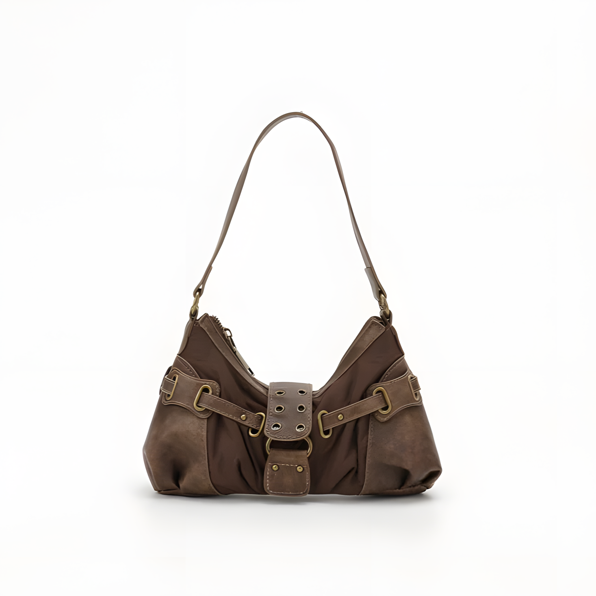 Mocha Buckle Hobo Bag