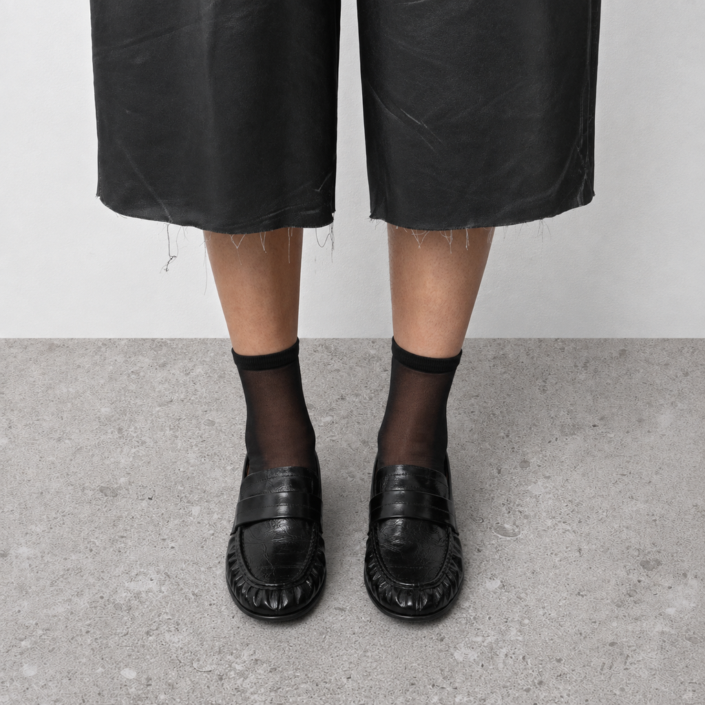 Perrine Pleated Loafers by Lil Cacti — vegan pleated loafers, close-up of the toe detail