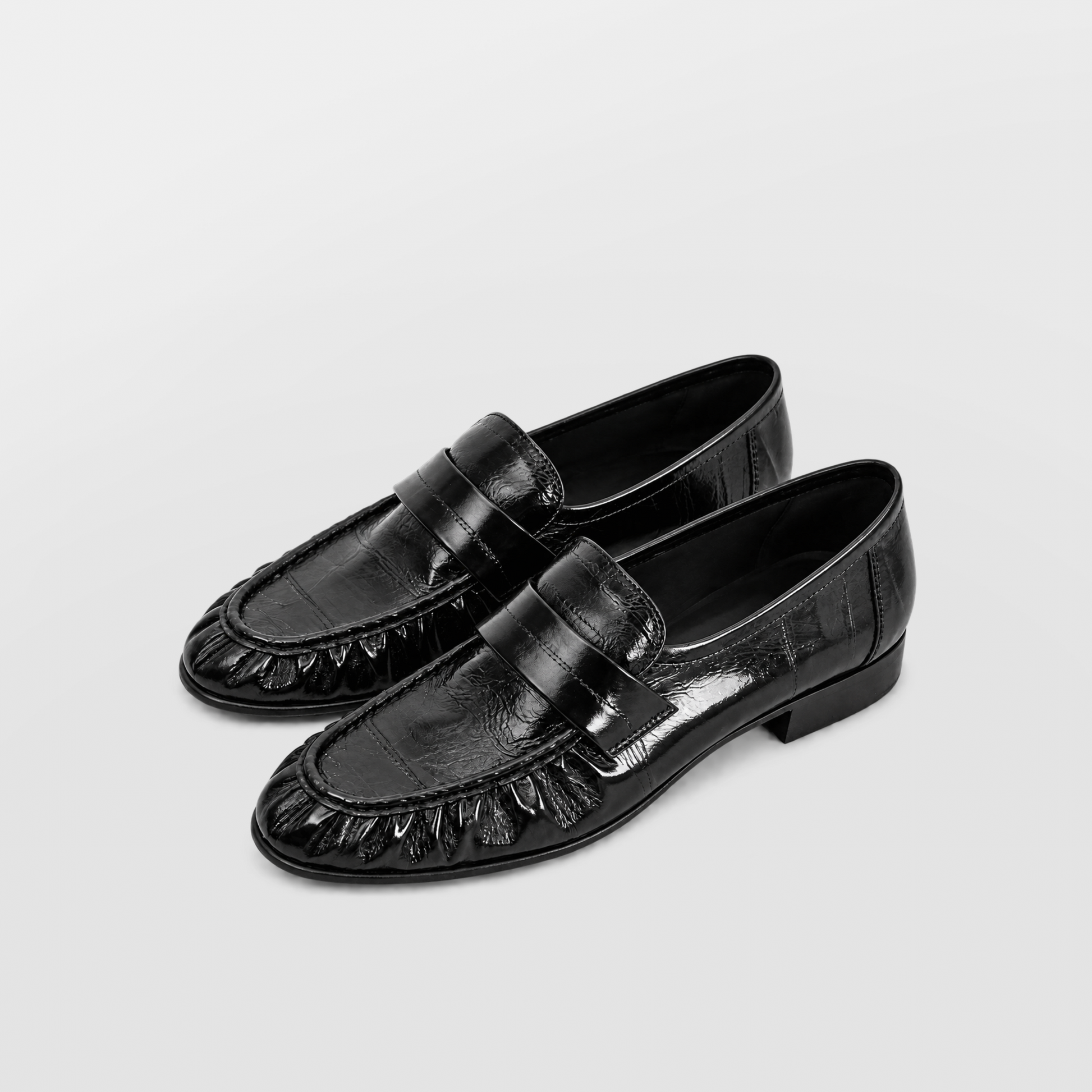 Perrine Pleated Loafers by Lil Cacti — vegan pleated loafers, top-down view