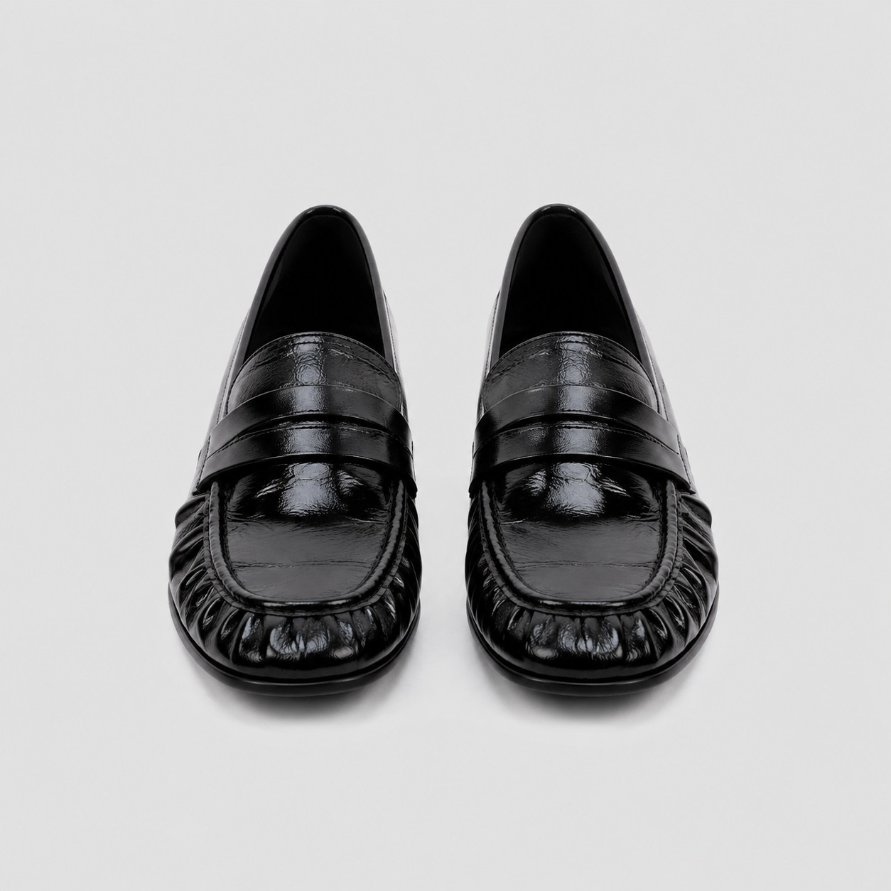 Perrine Pleated Loafers by Lil Cacti — vegan pleated loafers, styled on-model shot
