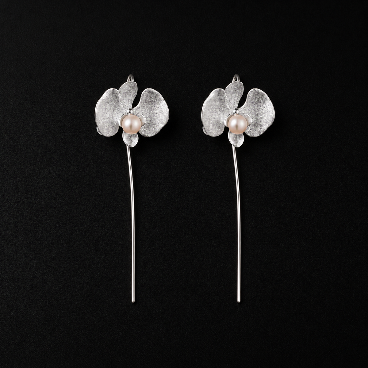 Petal Orchid Drop Earrings by Lil Cacti, flower drop earrings