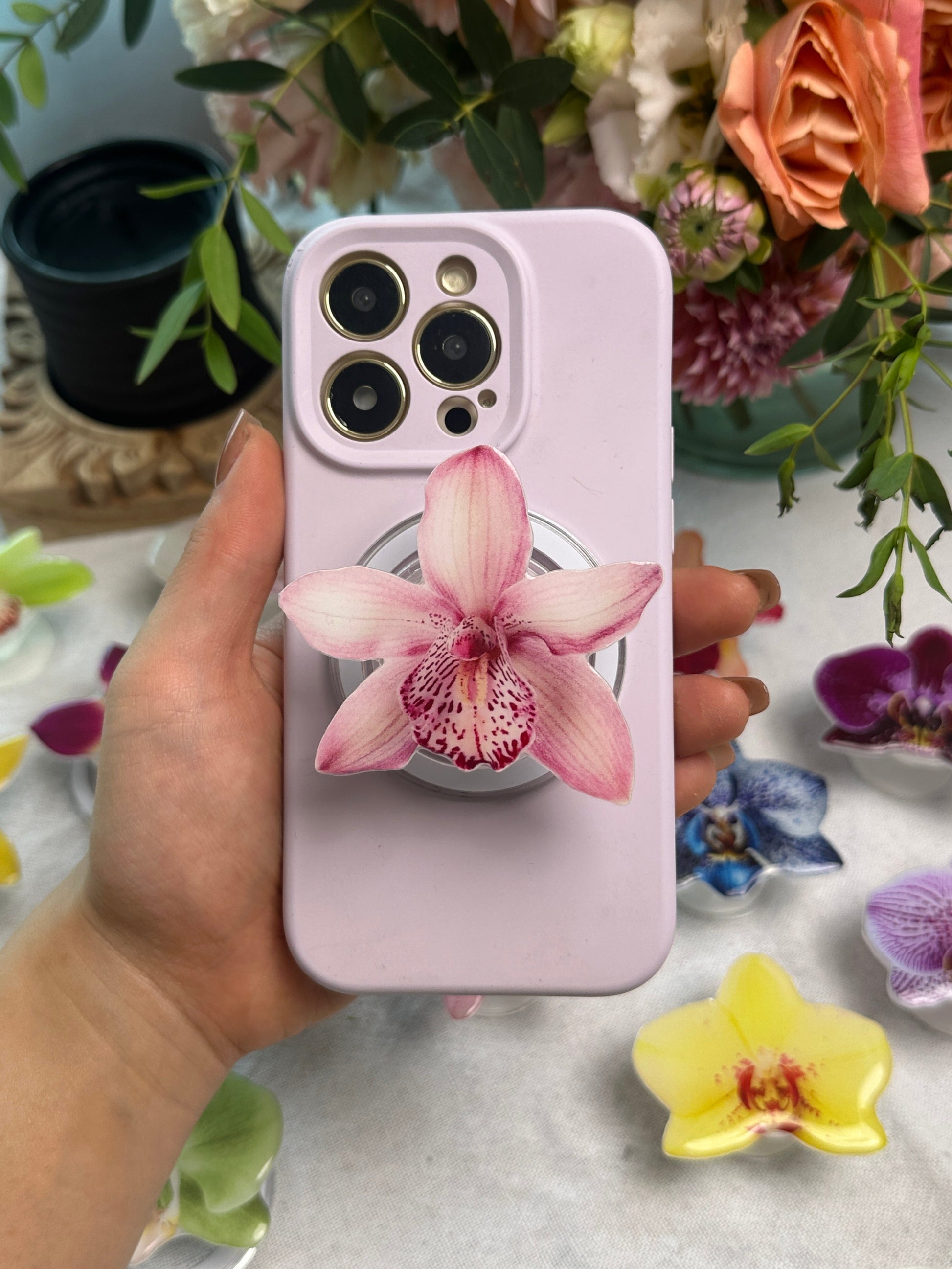 Pink Boat Orchid Magsafe flower background by lil cacti
