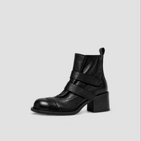 Pleated Mid-Calf Platform Boots in black - product view