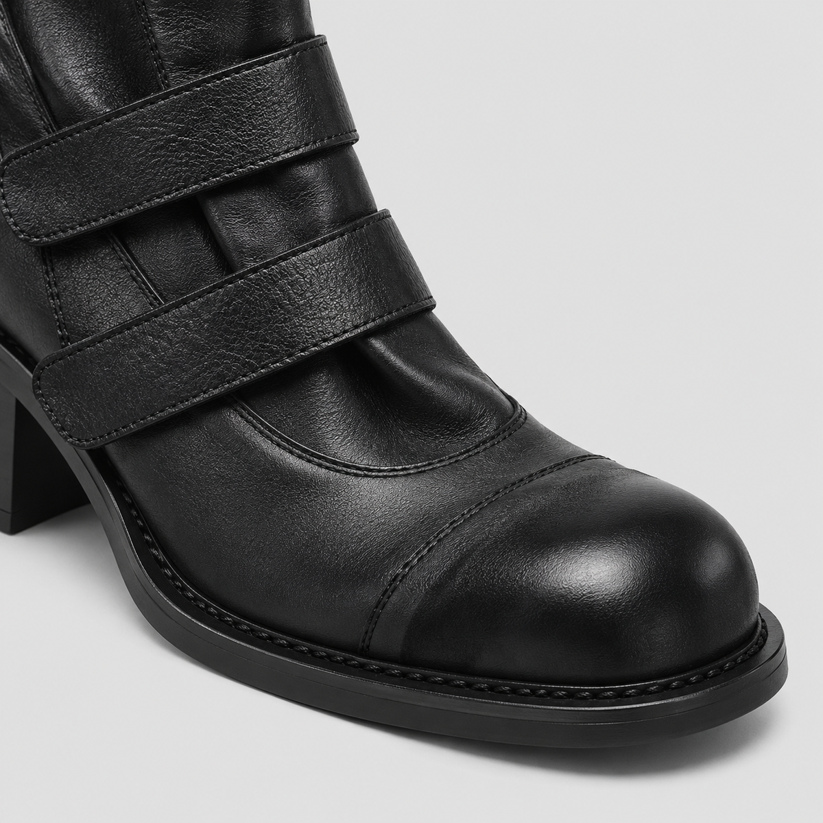 Pleated Mid-Calf Platform Boots in black - product view
