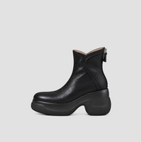 Lil Cacti Remy black round-toe platform ankle boots single-boot side view