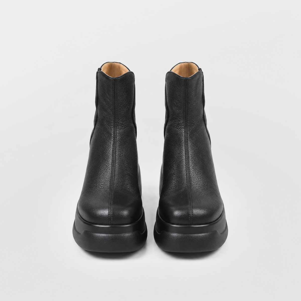 Lil Cacti Remy black round-toe platform ankle boots pair front view