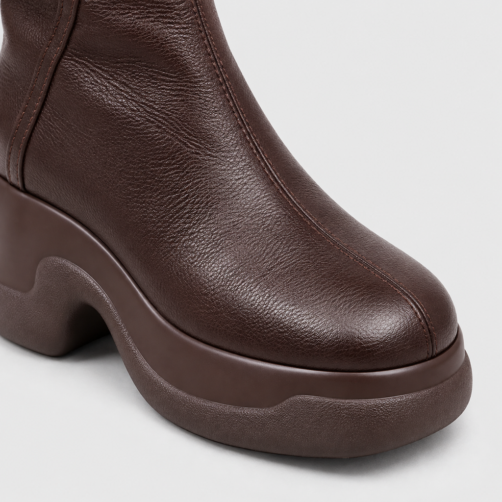 Lil Cacti Remy brown round-toe platform ankle boots boot detail view