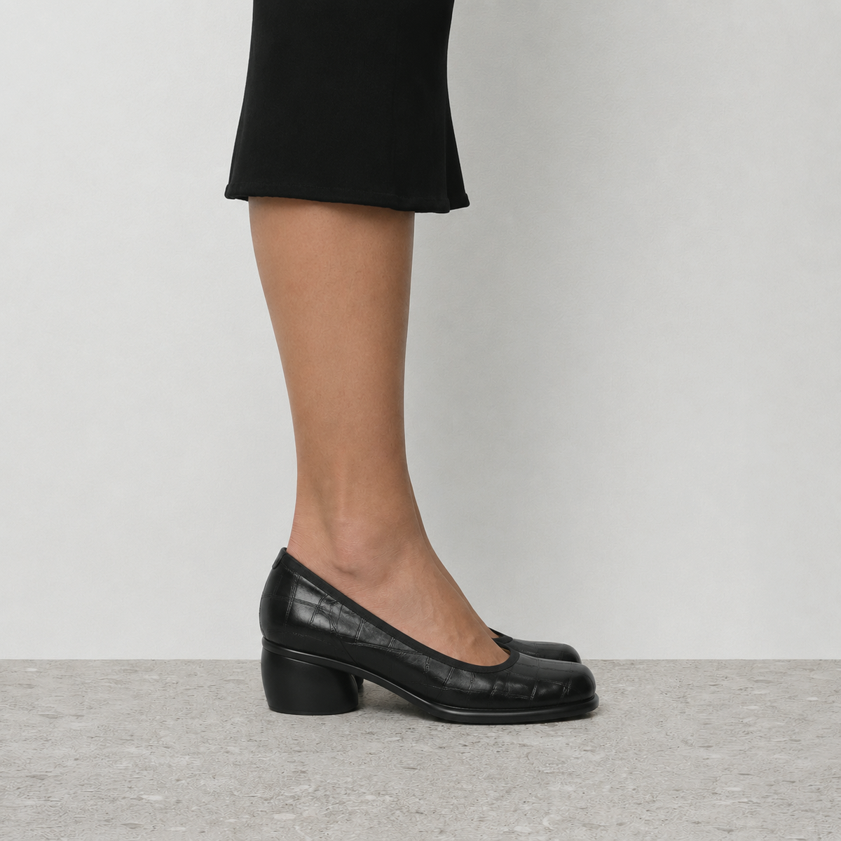 Renata Block Heel Pumps — styled product photo A1