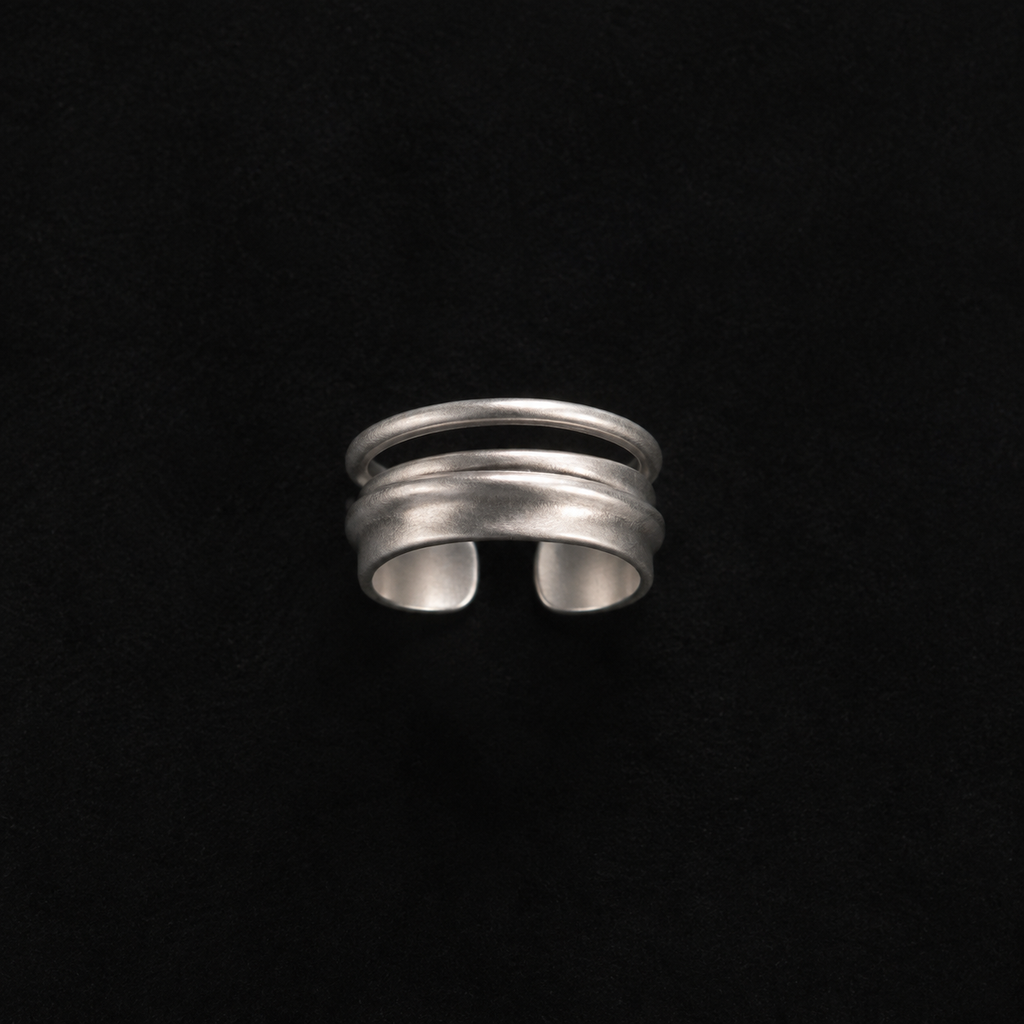 Back view of the Ripple Band Ring in studio light
