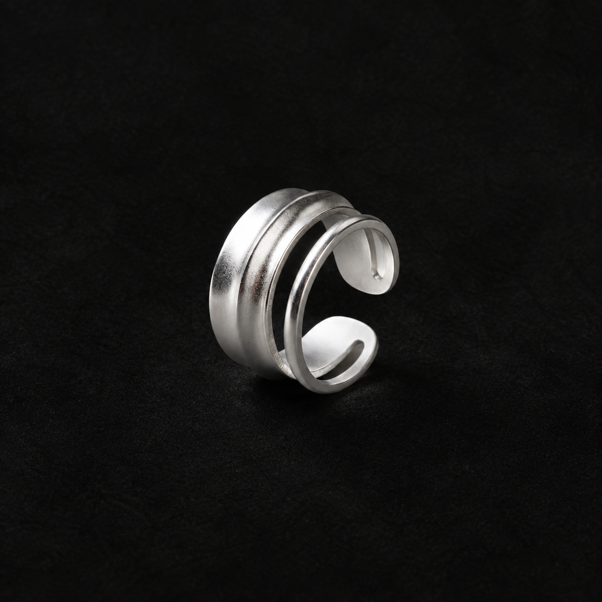 Close detail of the Ripple Band Ring by Lil Cacti