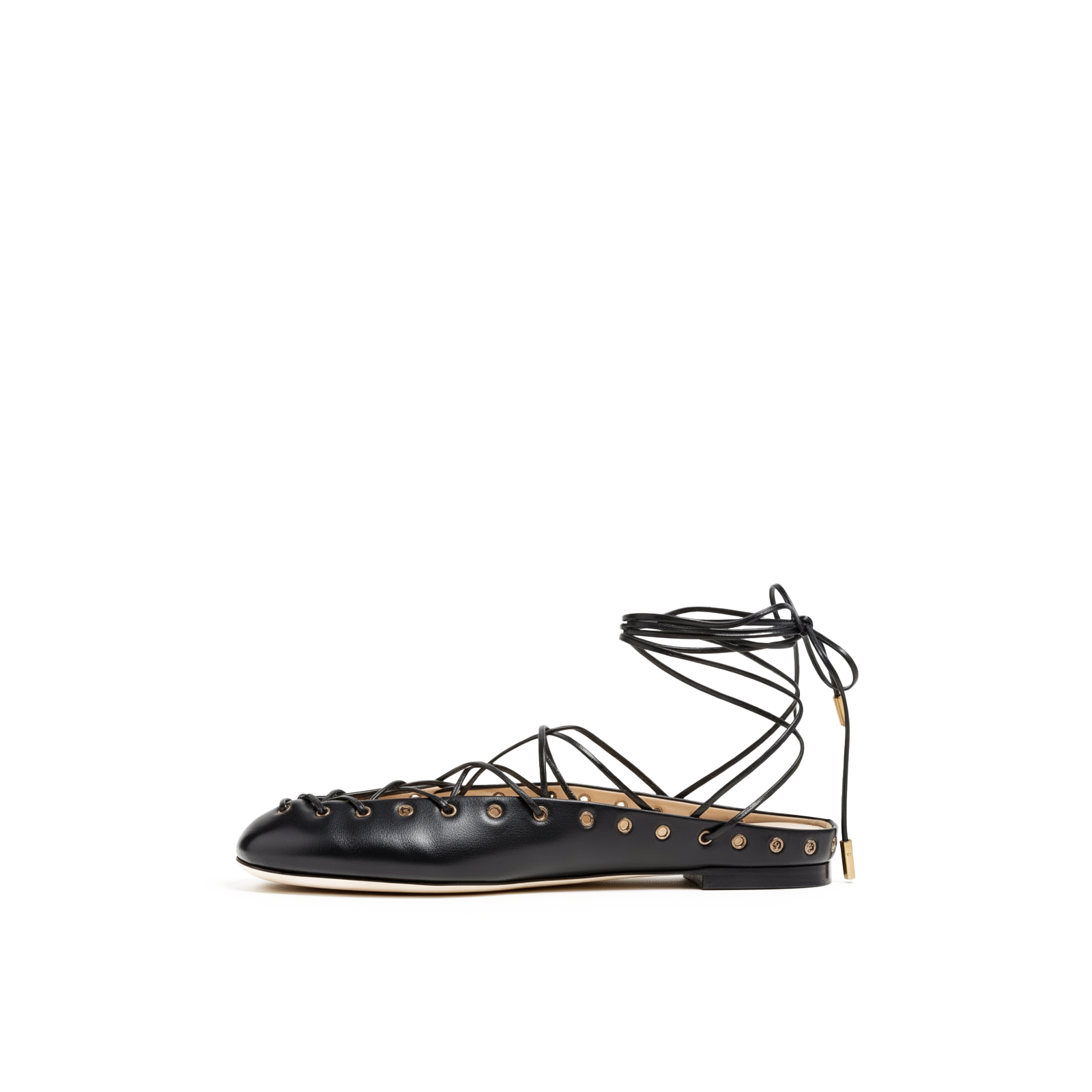Roman Lace-Up Ballet Flats in black — balletcore flats by Lil Cacti
