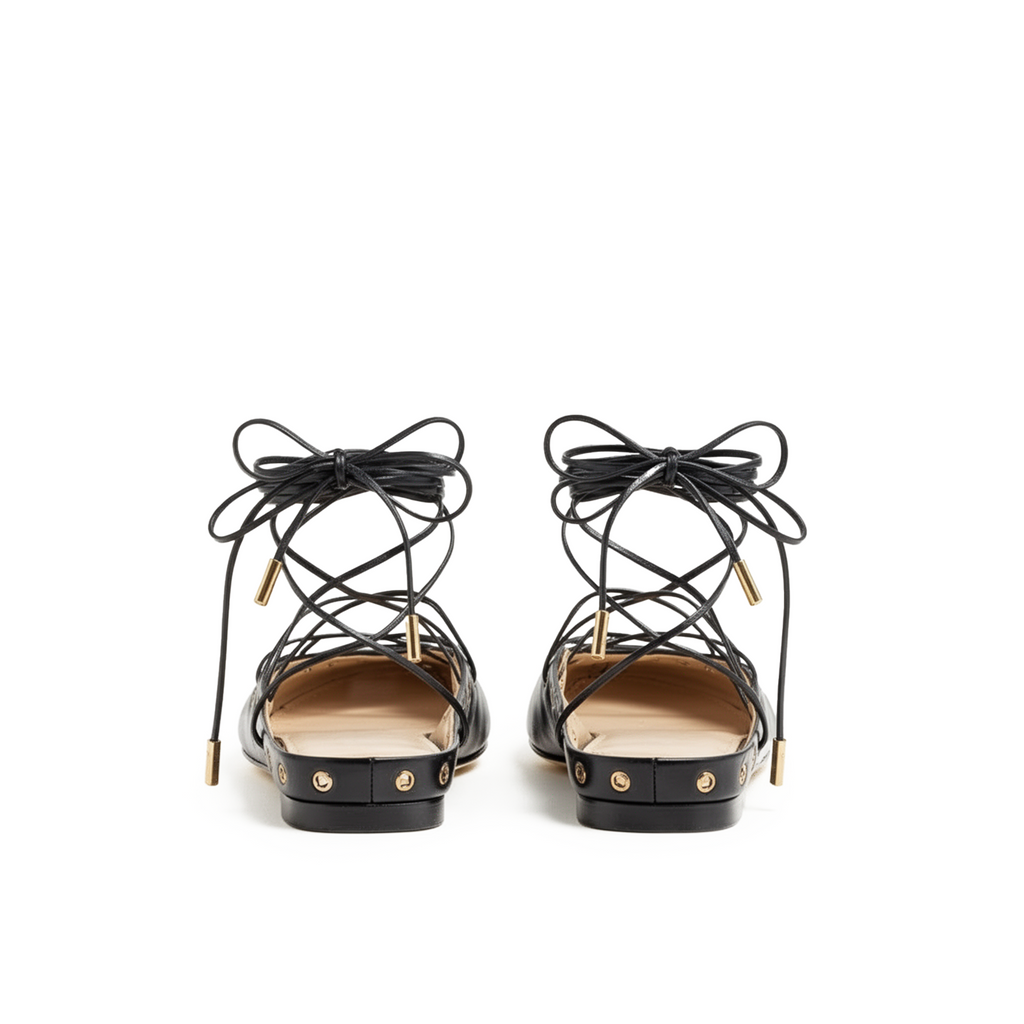Roman black lace-up ballet flats styled look — Lil Cacti