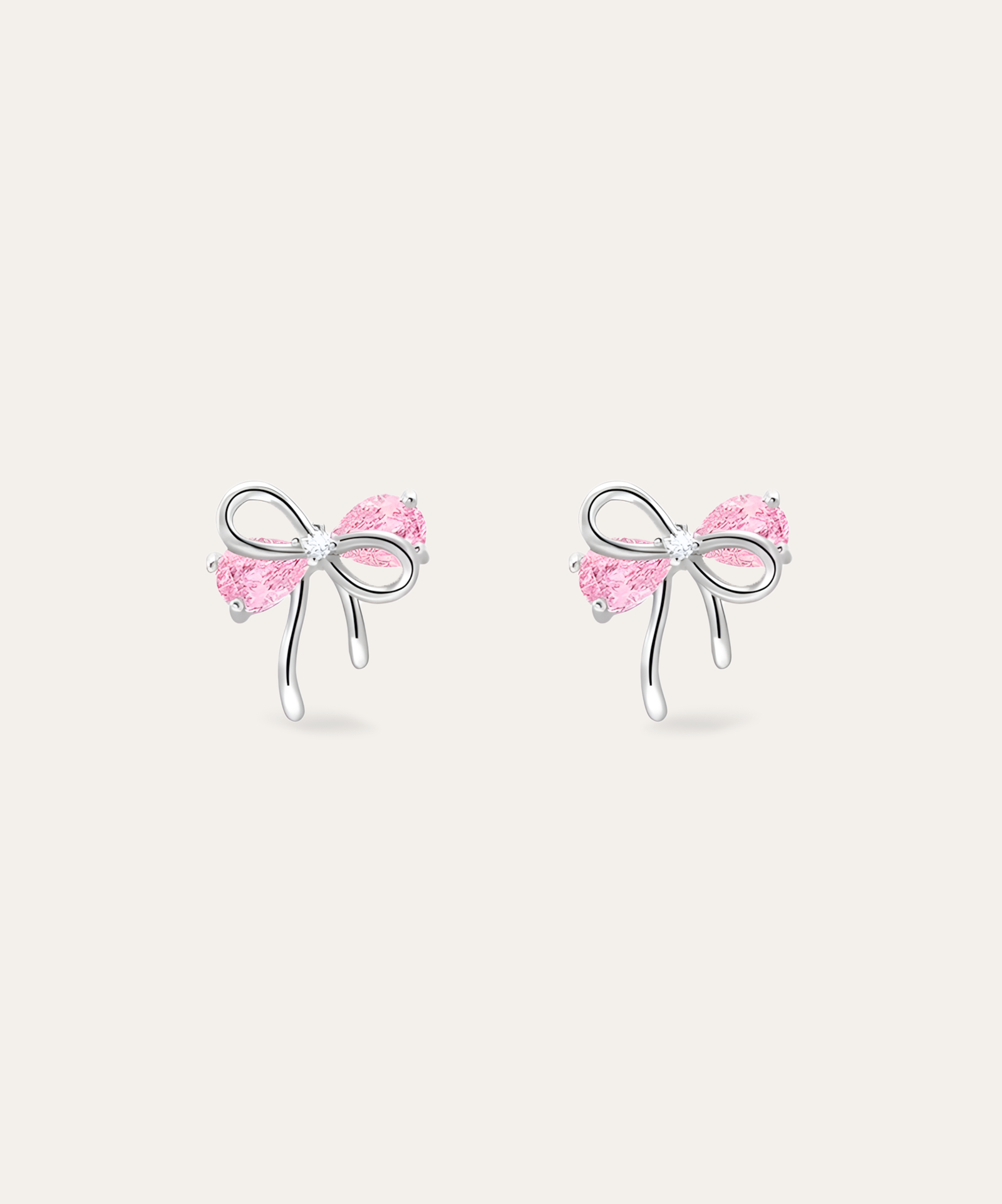 Titanium Rosy Ribbon Studs