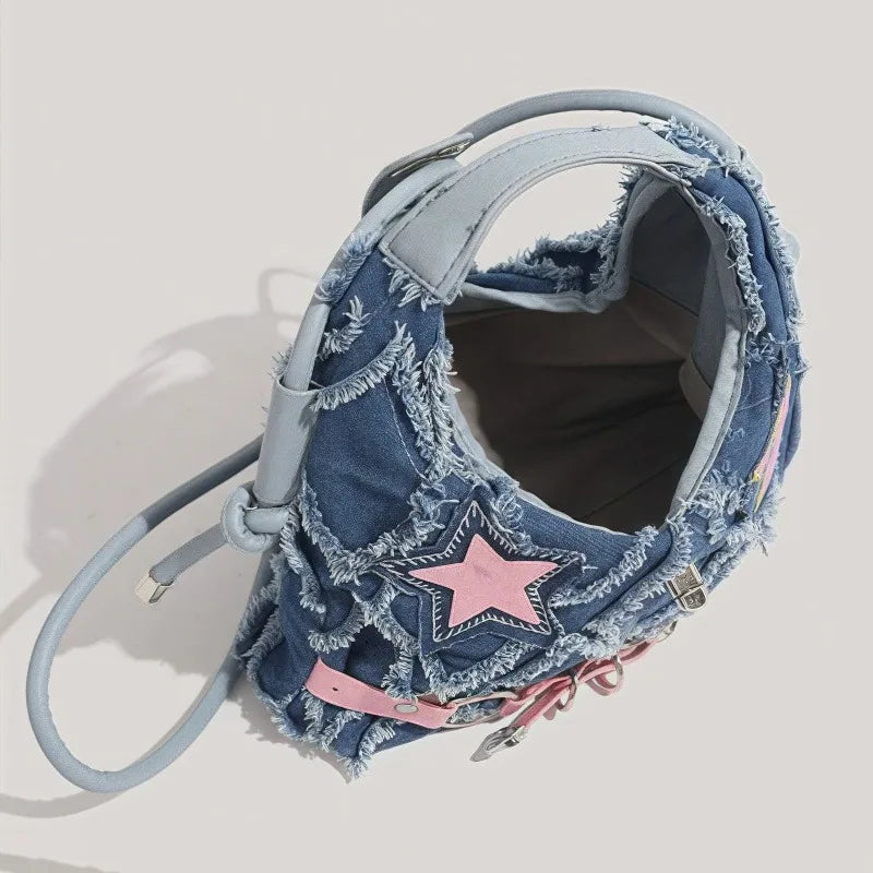 Cosmic Denim Hobo Bag