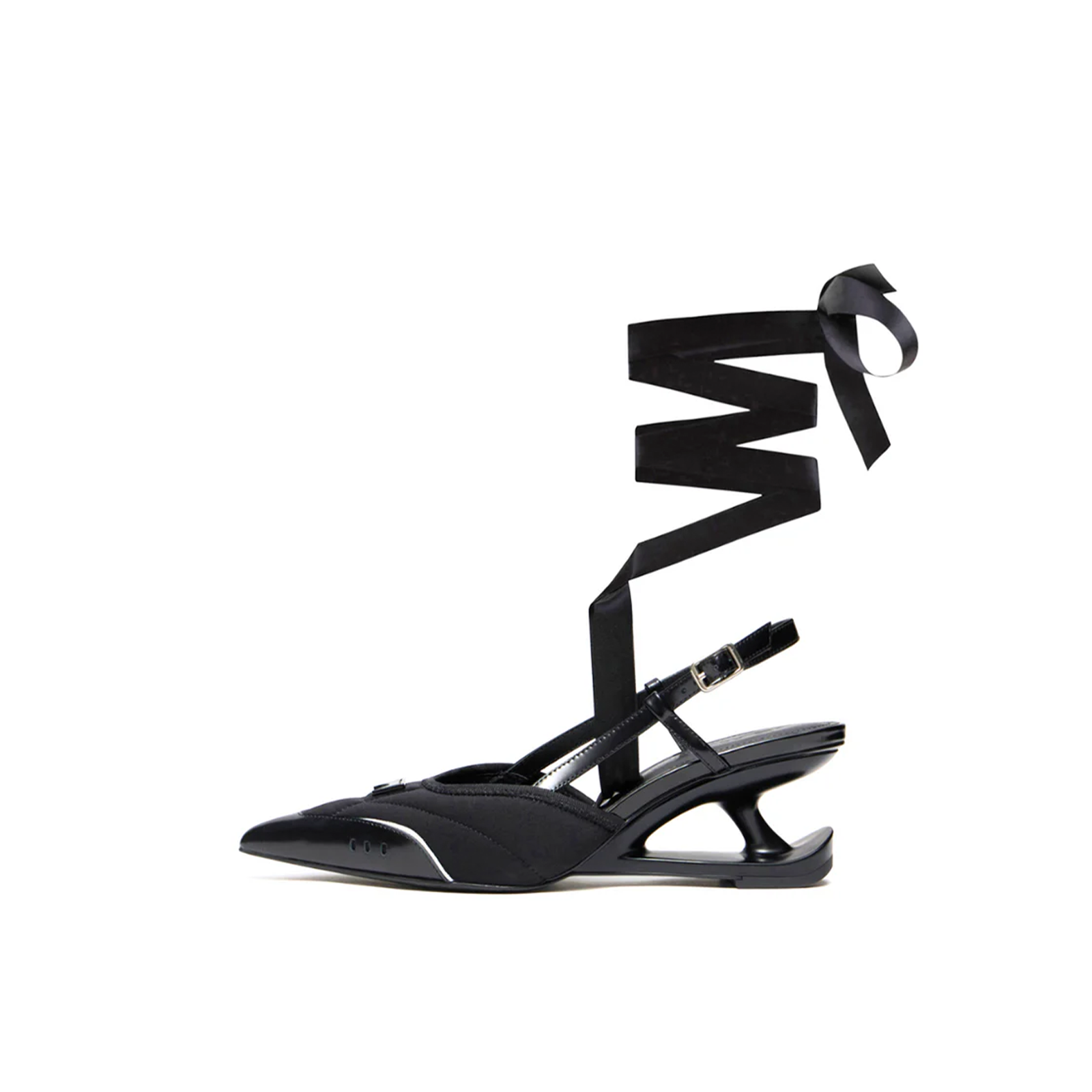 Black slingback heels with elegant ballet heels silhouette by Lil Cacti