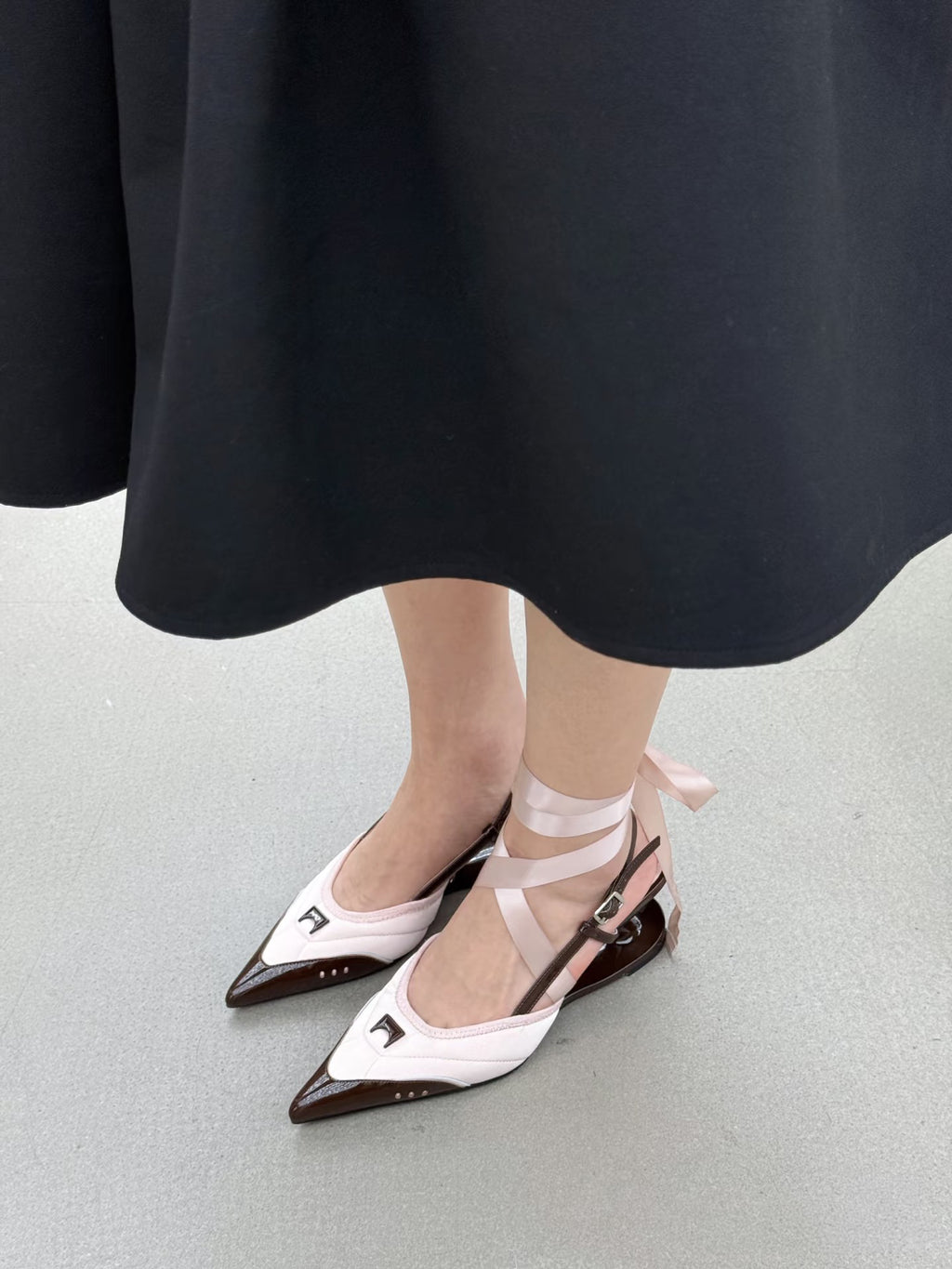 Back heel view of Sabine Slingback Heels Pink by Lil Cacti