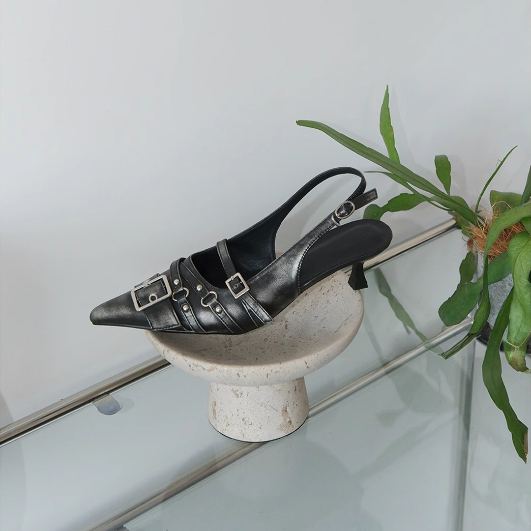 Sable Buckle Slingback Heels
