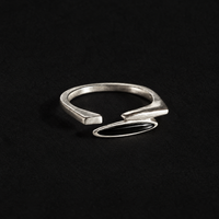 Front view of the Shard Marquise Open Ring showing the full face