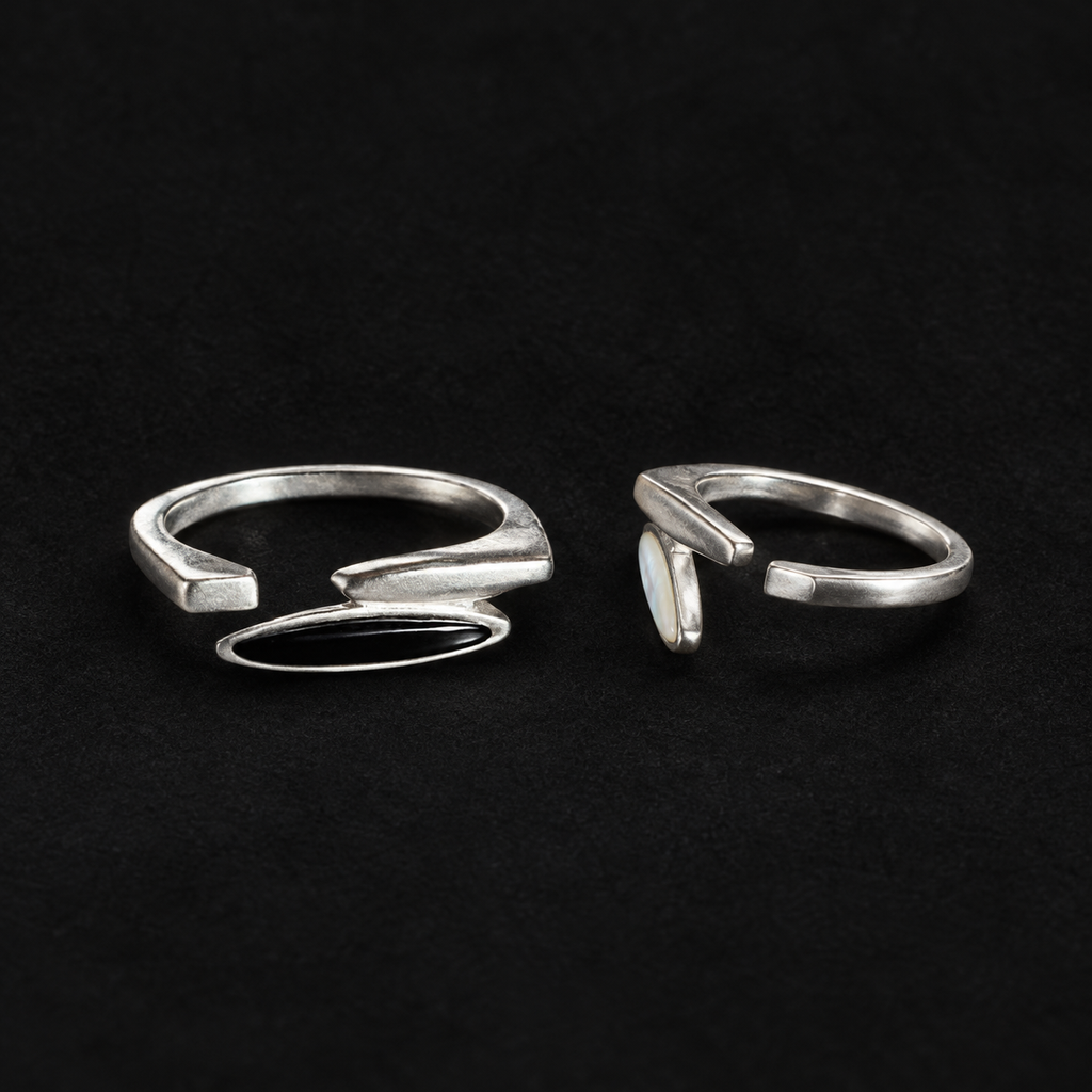 Back view of the Shard Marquise Open Ring showing the fitting