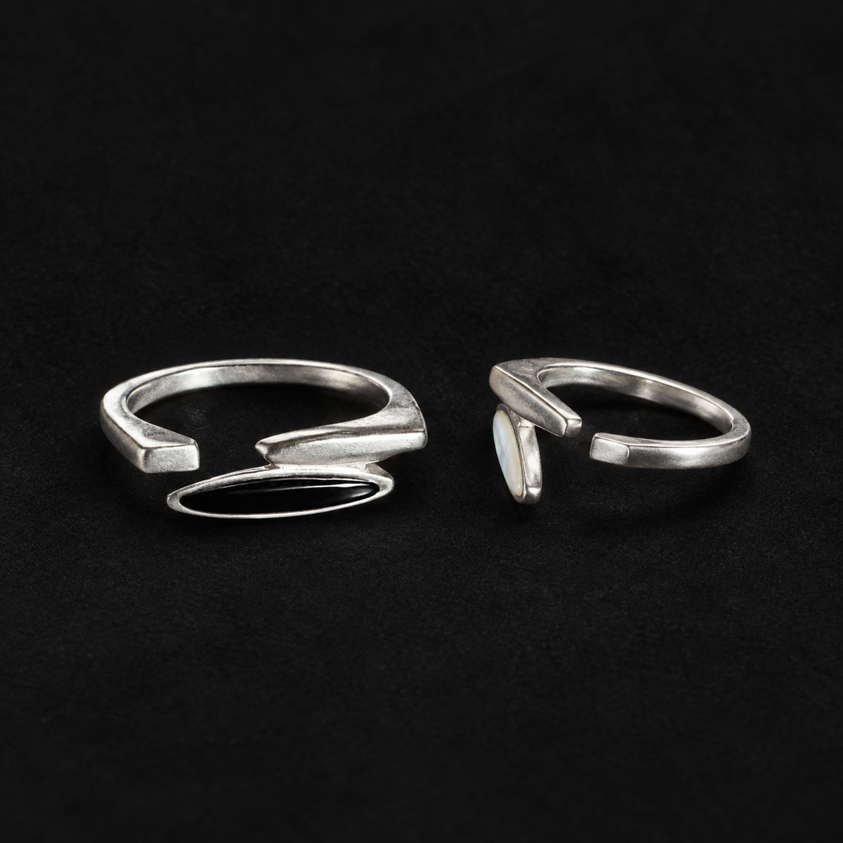 Back view of the Shard Marquise Open Ring showing the fitting
