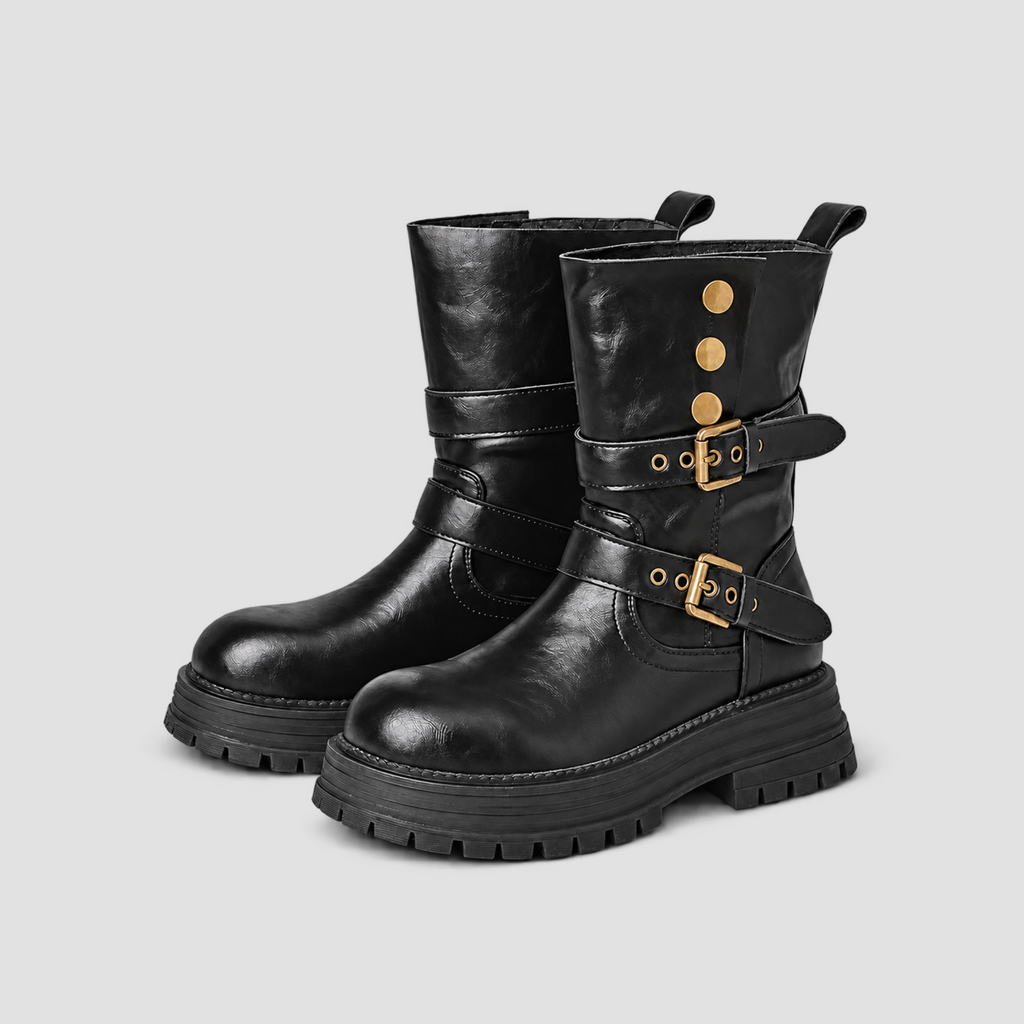 Lil Cacti Slim-Calf Mid-Calf Boots in black, product detail view