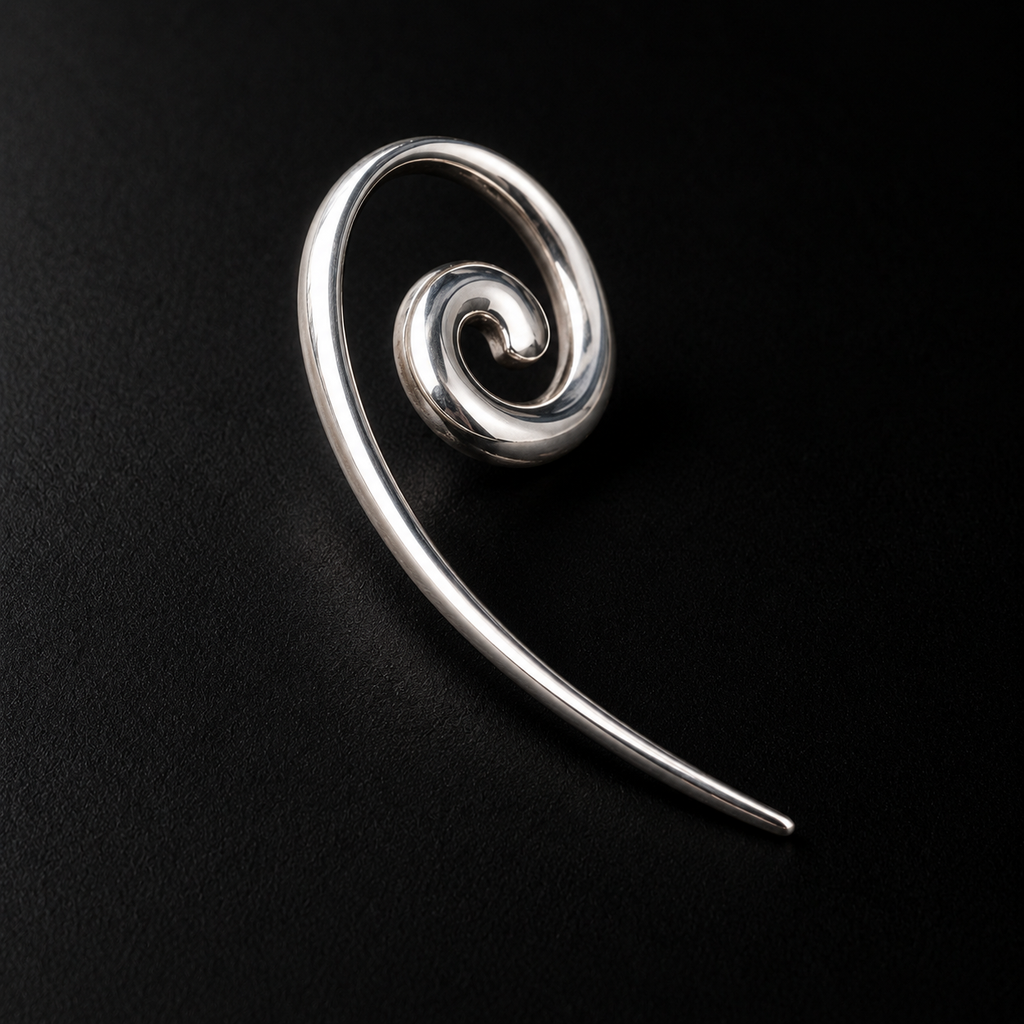 Front view of the Spiral Coil Drop Earrings in studio light