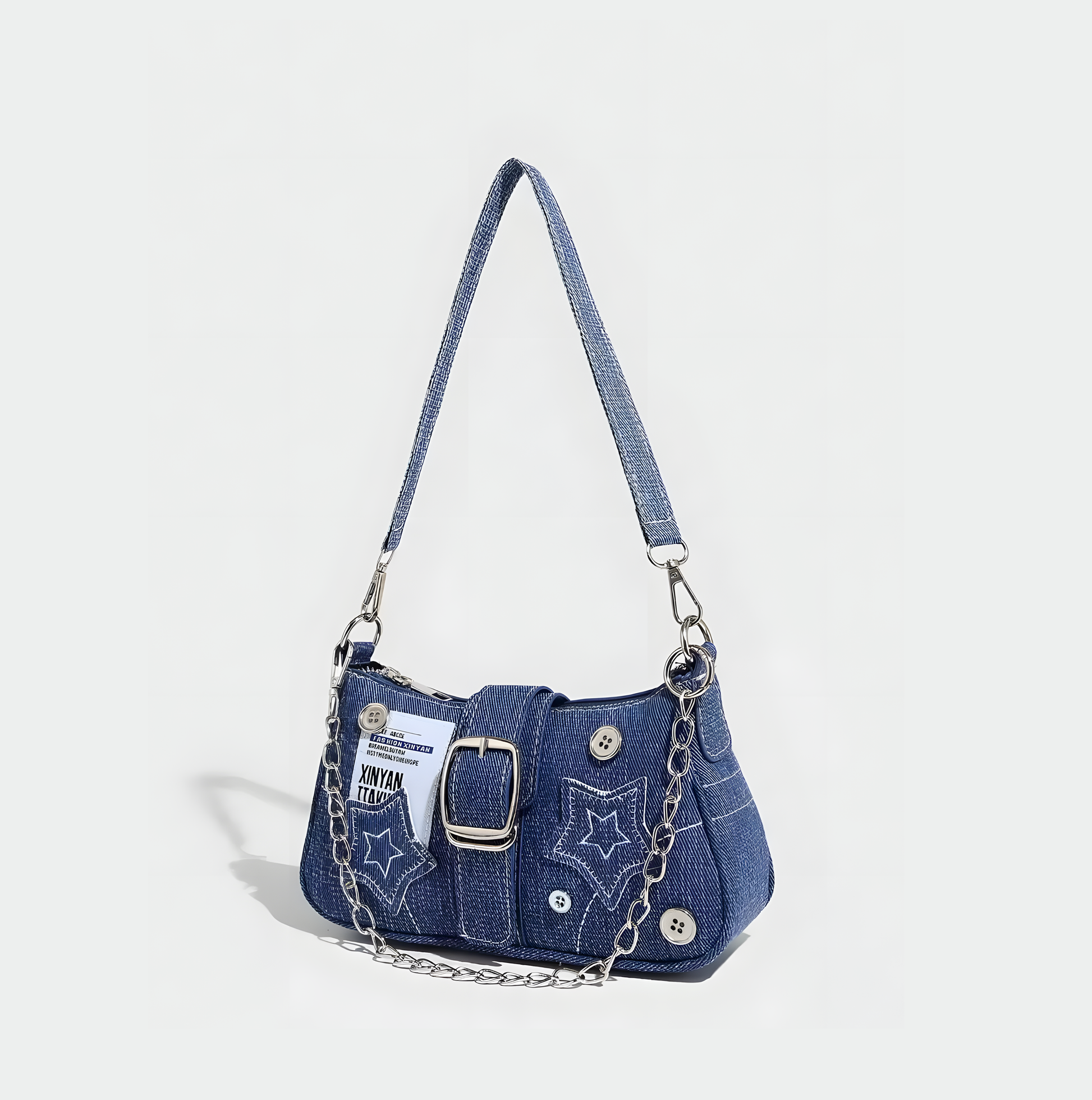 Starry Denim Shoulder Bag