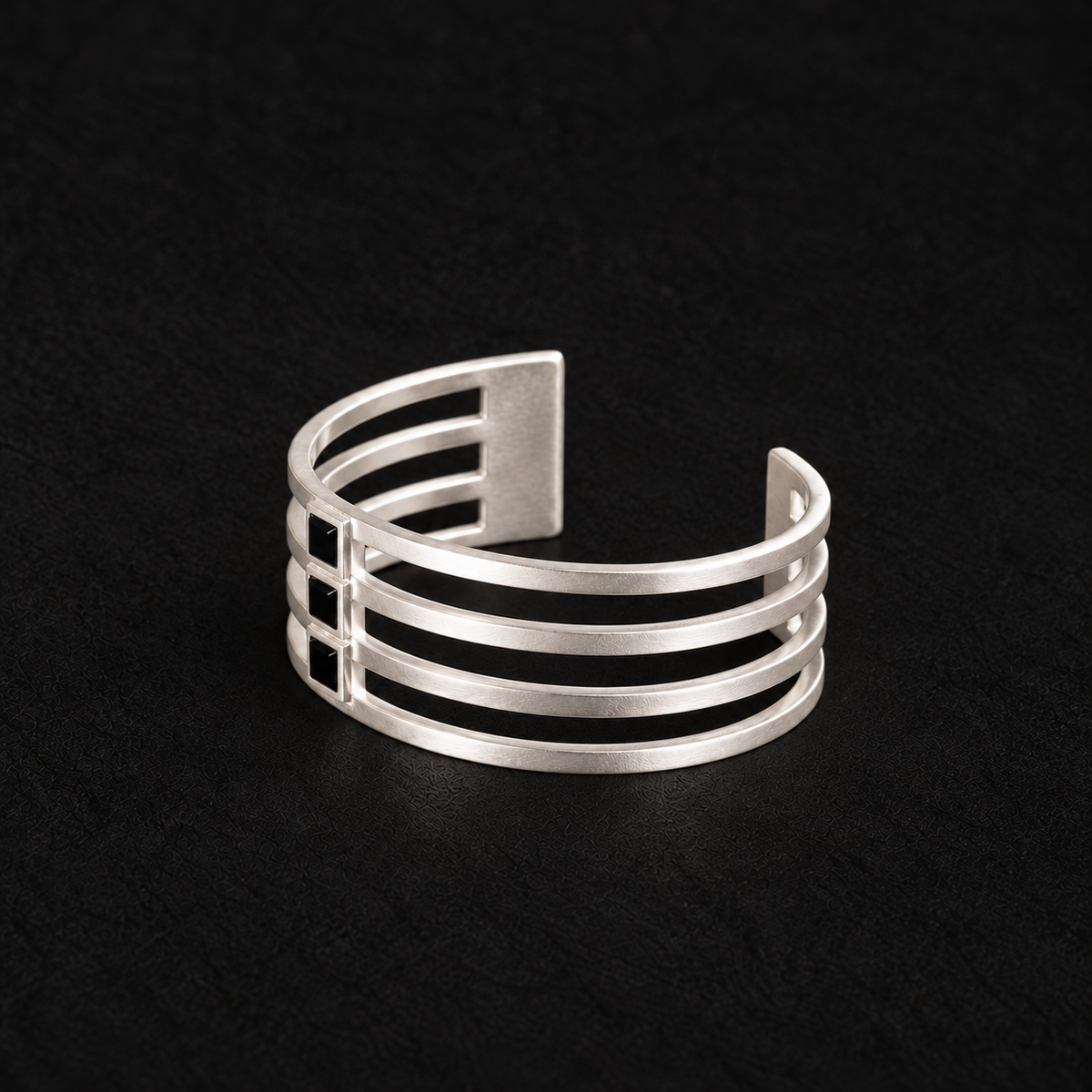 Close detail of the Strata Wide Cuff Bracelet surface and finish