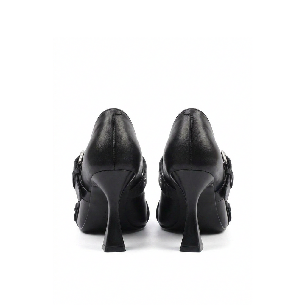Thorne goth Mary Jane shoes on concrete, editorial styling
