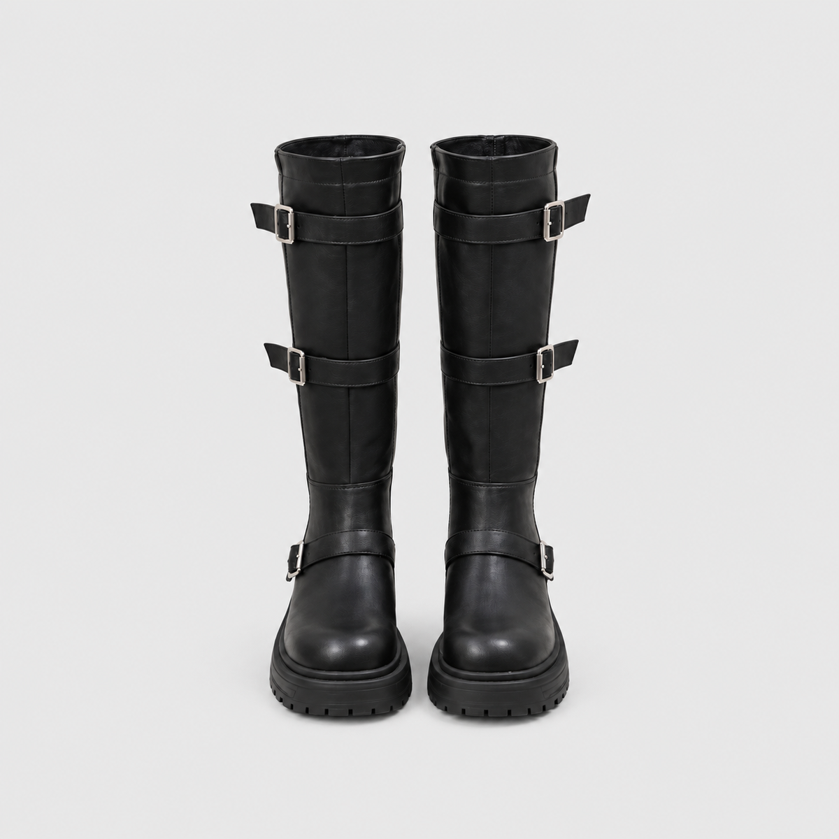 Lil Cacti Celine Triple-Buckle Tall Boots in Black product detail view 7