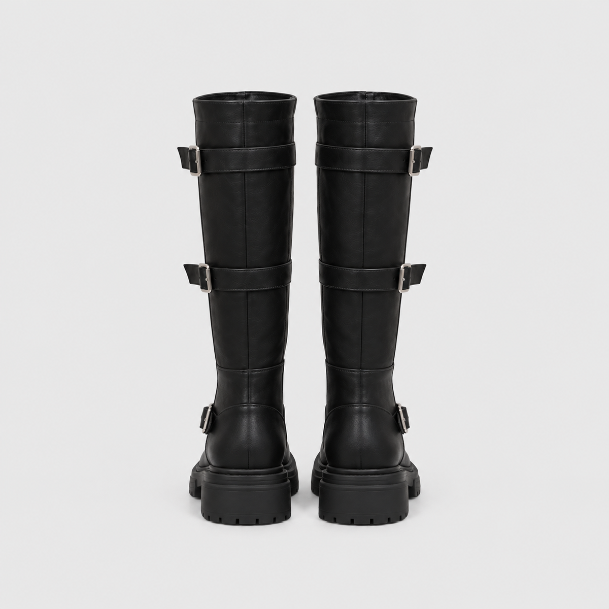 Lil Cacti Celine Triple-Buckle Tall Boots in Black product detail view 9