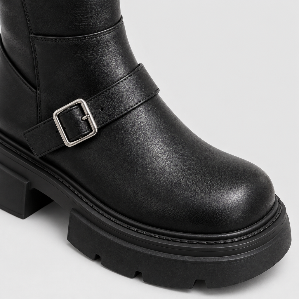 Lil Cacti Celine Triple-Buckle Tall Boots in Black product detail view 10