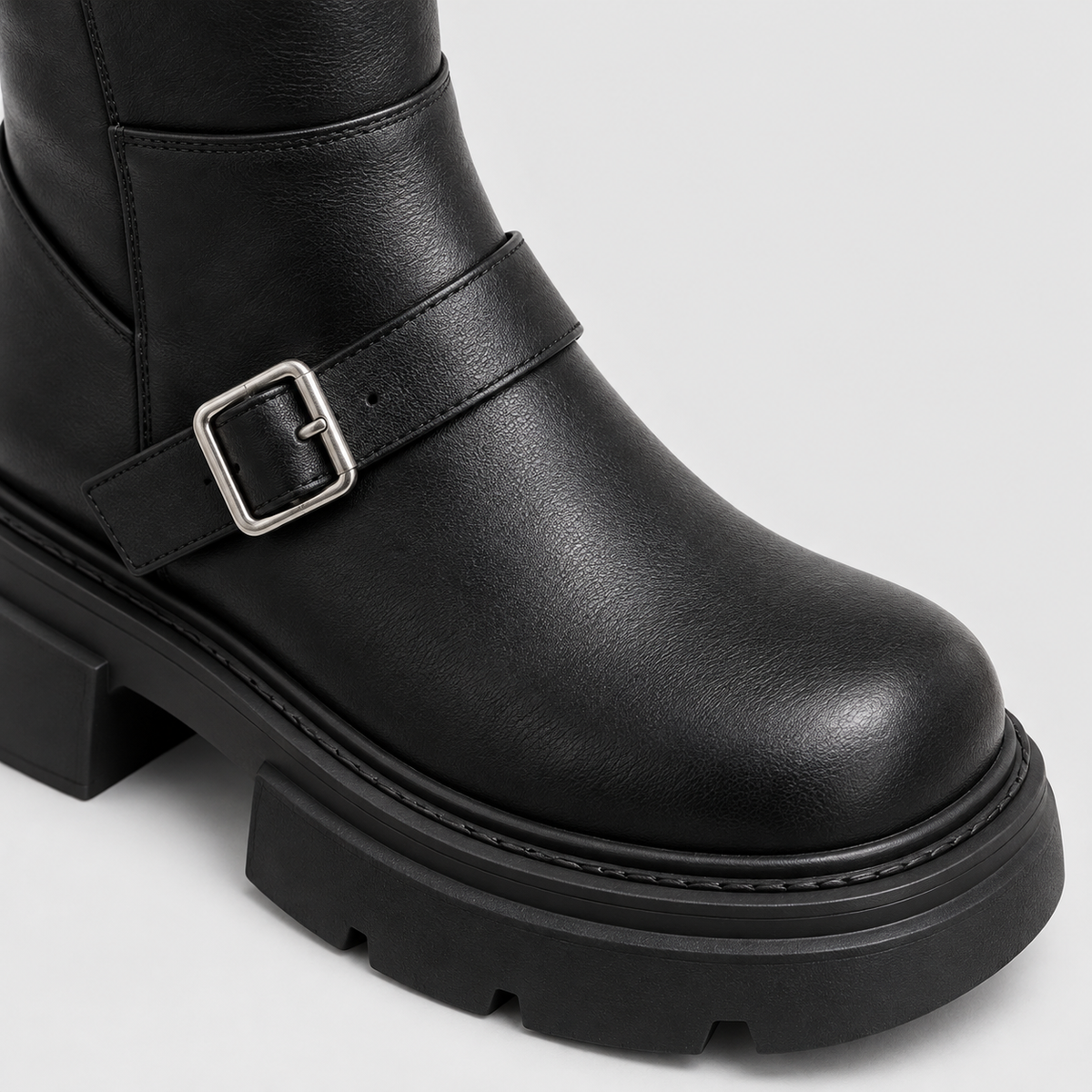 Lil Cacti Celine Triple-Buckle Tall Boots in Black product detail view 10