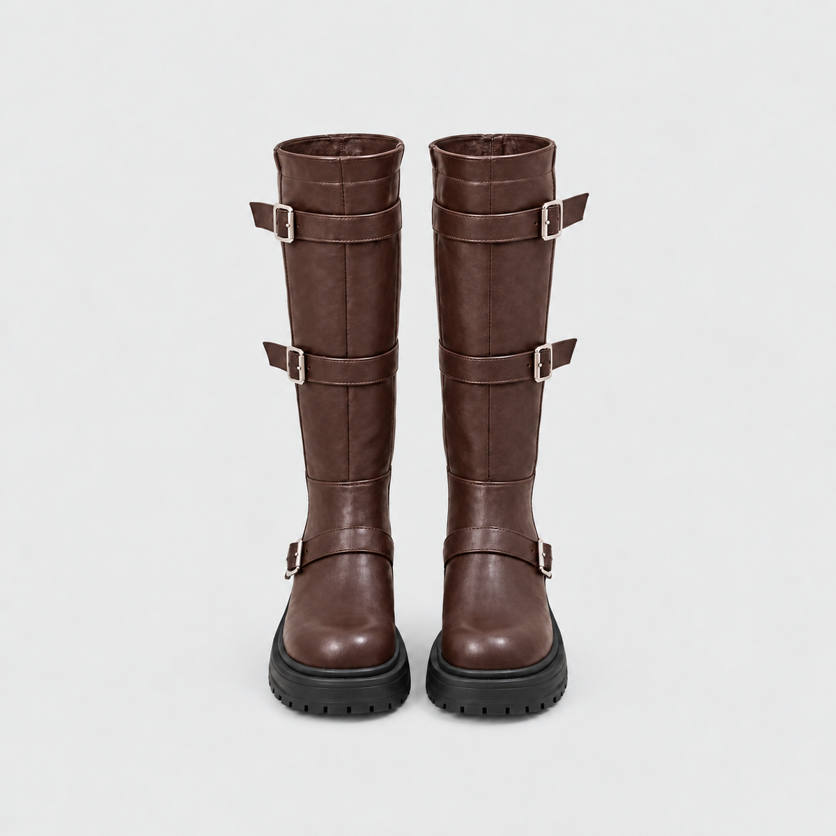 Lil Cacti Celine Triple-Buckle Tall Boots in Brown product detail view 17