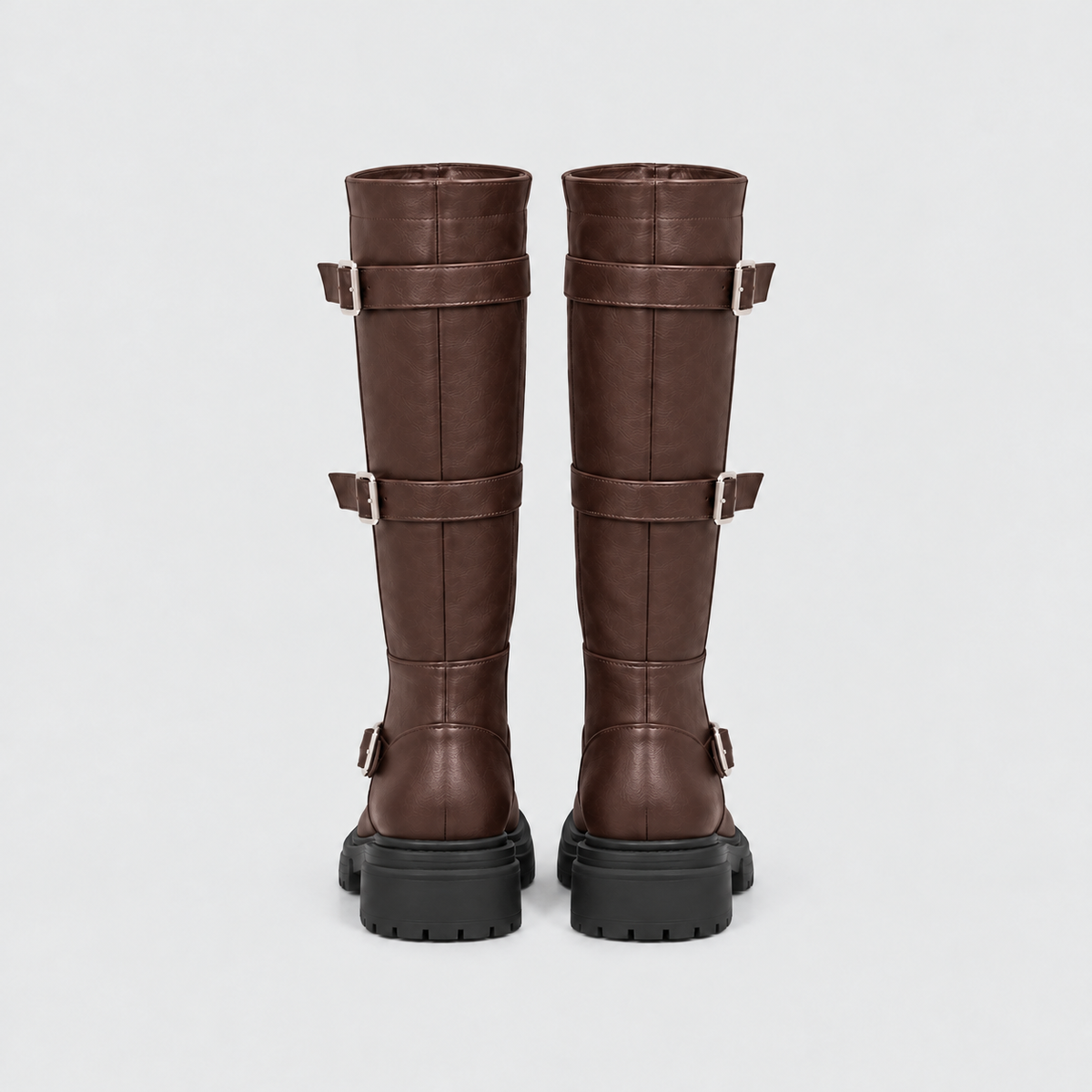 Lil Cacti Celine Triple-Buckle Tall Boots in Brown product detail view 18