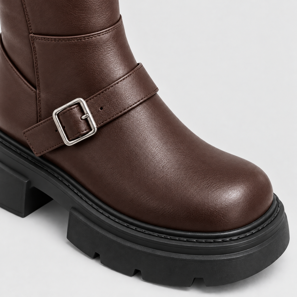 Lil Cacti Celine Triple-Buckle Tall Boots in Brown product detail view 19