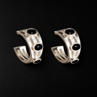 Lil Cacti Vault Black Stone Hoop Earrings shown on its own against a dark background