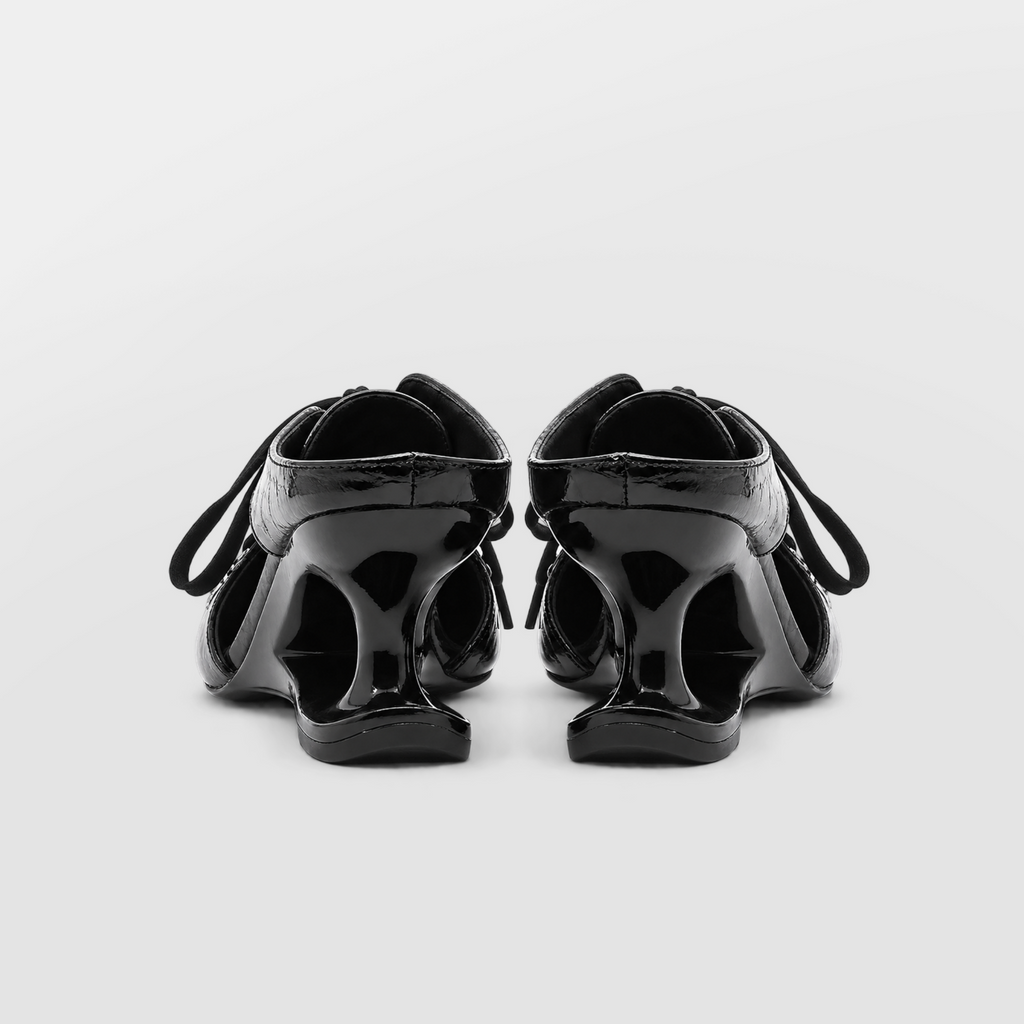 Vex Lace-Up Heel Mules by Lil Cacti — vegan mule, close-up of the toe detail