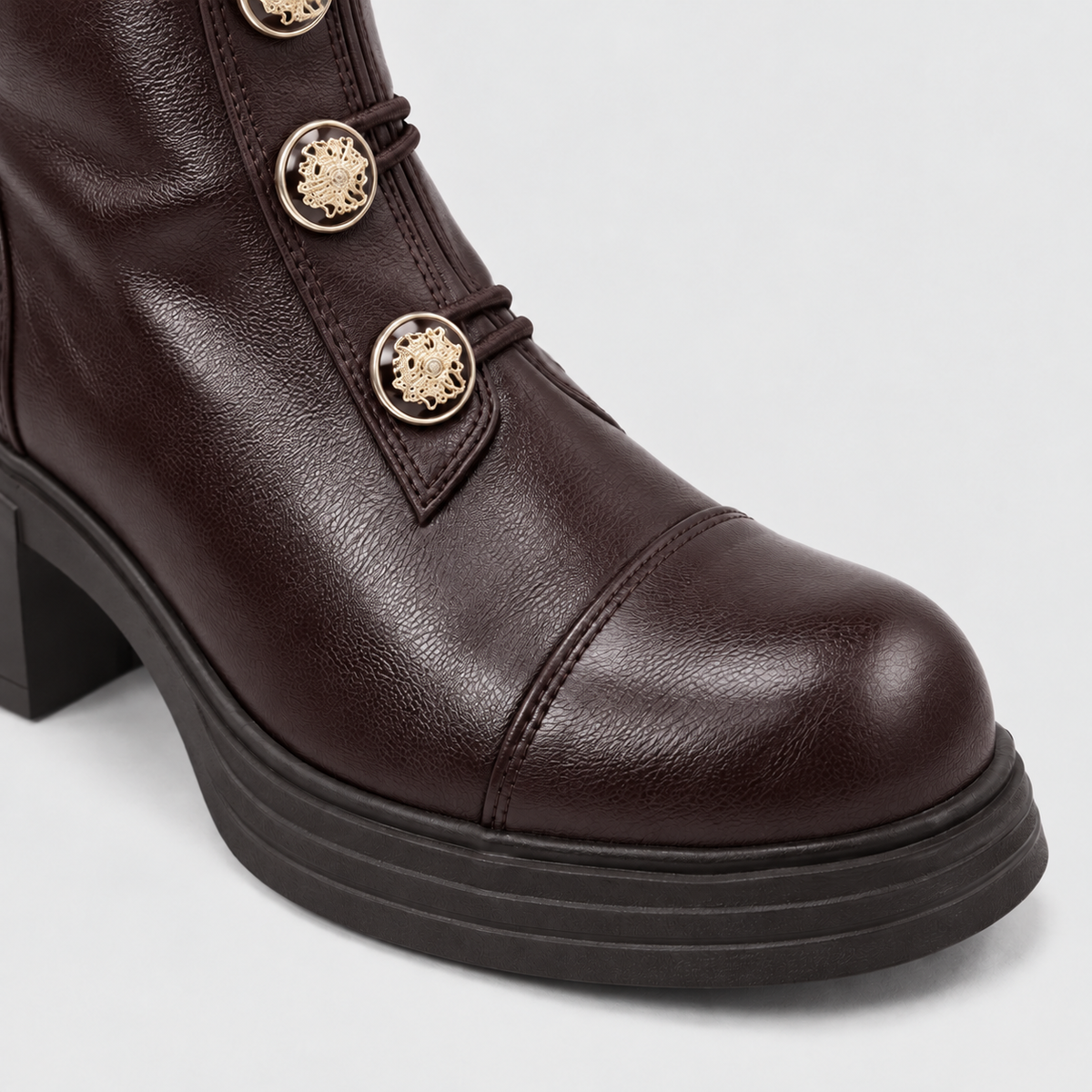 Lil Cacti Vintage Heeled Knee-High Boots in brown, product detail view