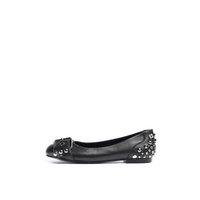 Vivra Strap Leather Ballet Flats in black — front view by Lil Cacti