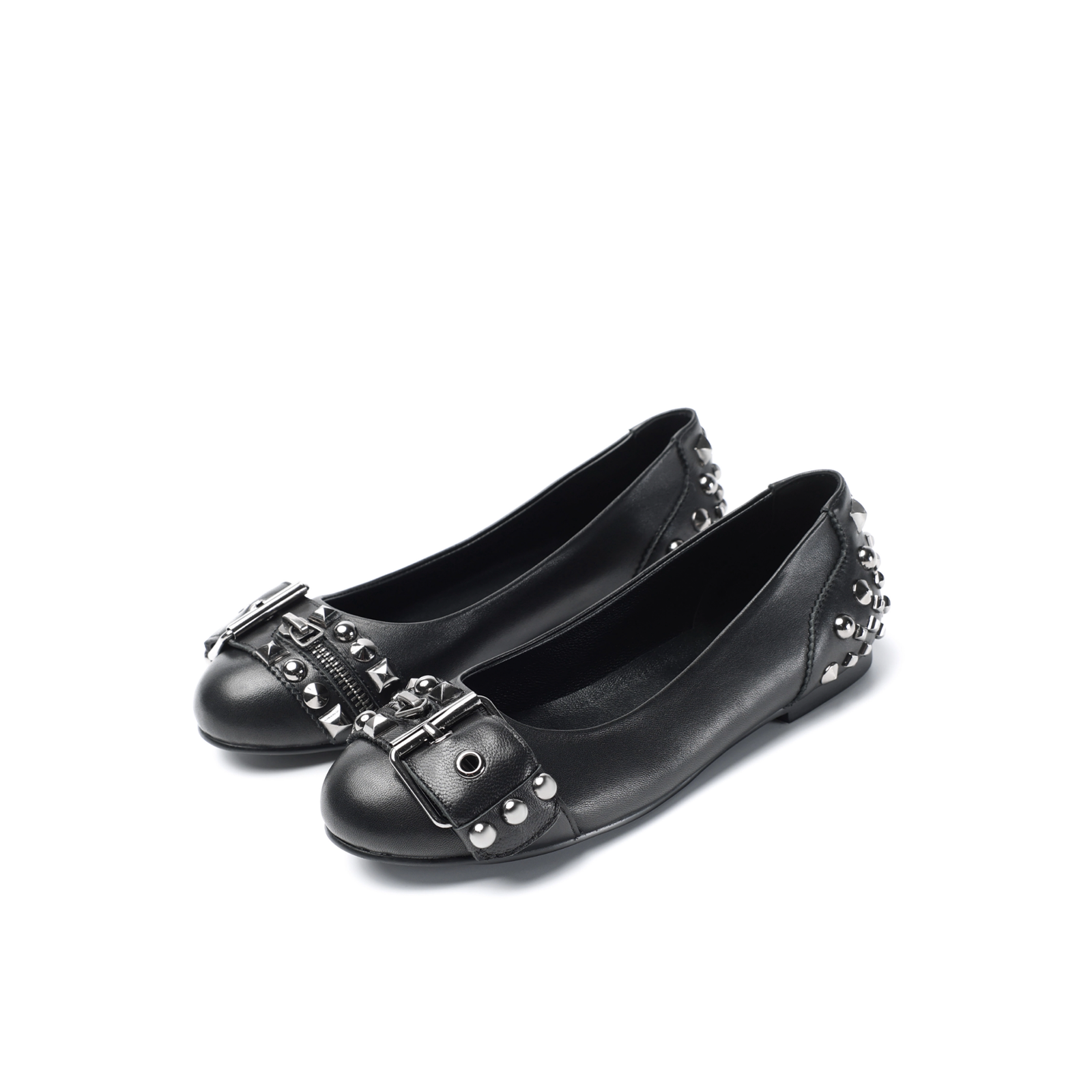 Vivra Strap Leather Ballet Flats side profile showing strap detail by Lil Cacti