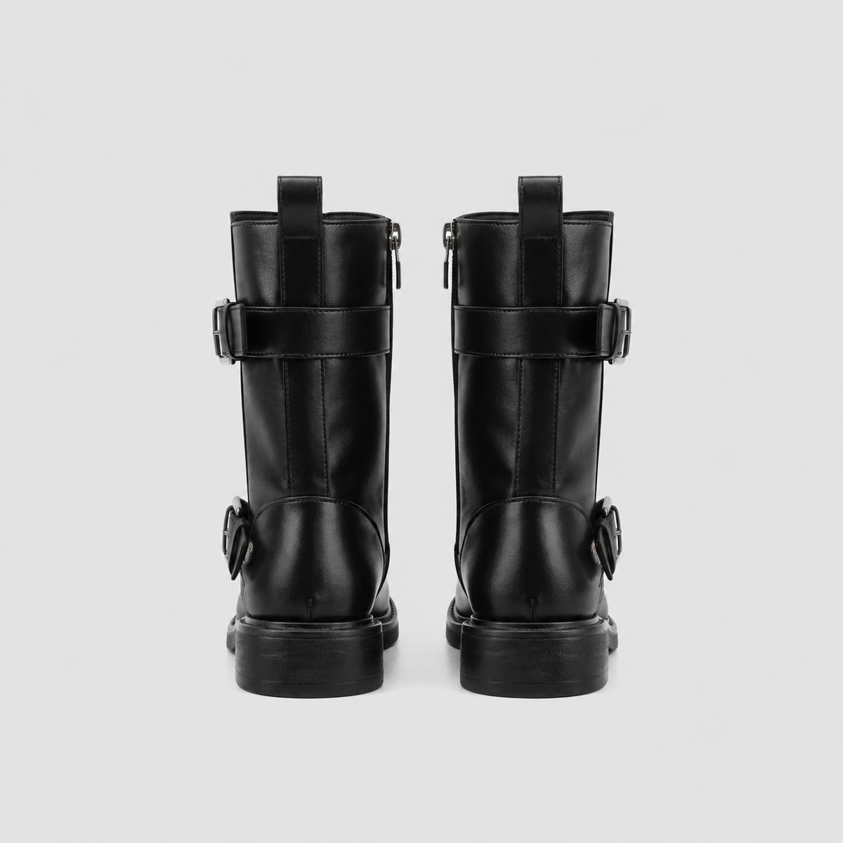 Wilder Buckle Rider Boots by Lil Cacti — vegan buckle biker boots, detail of the hardware