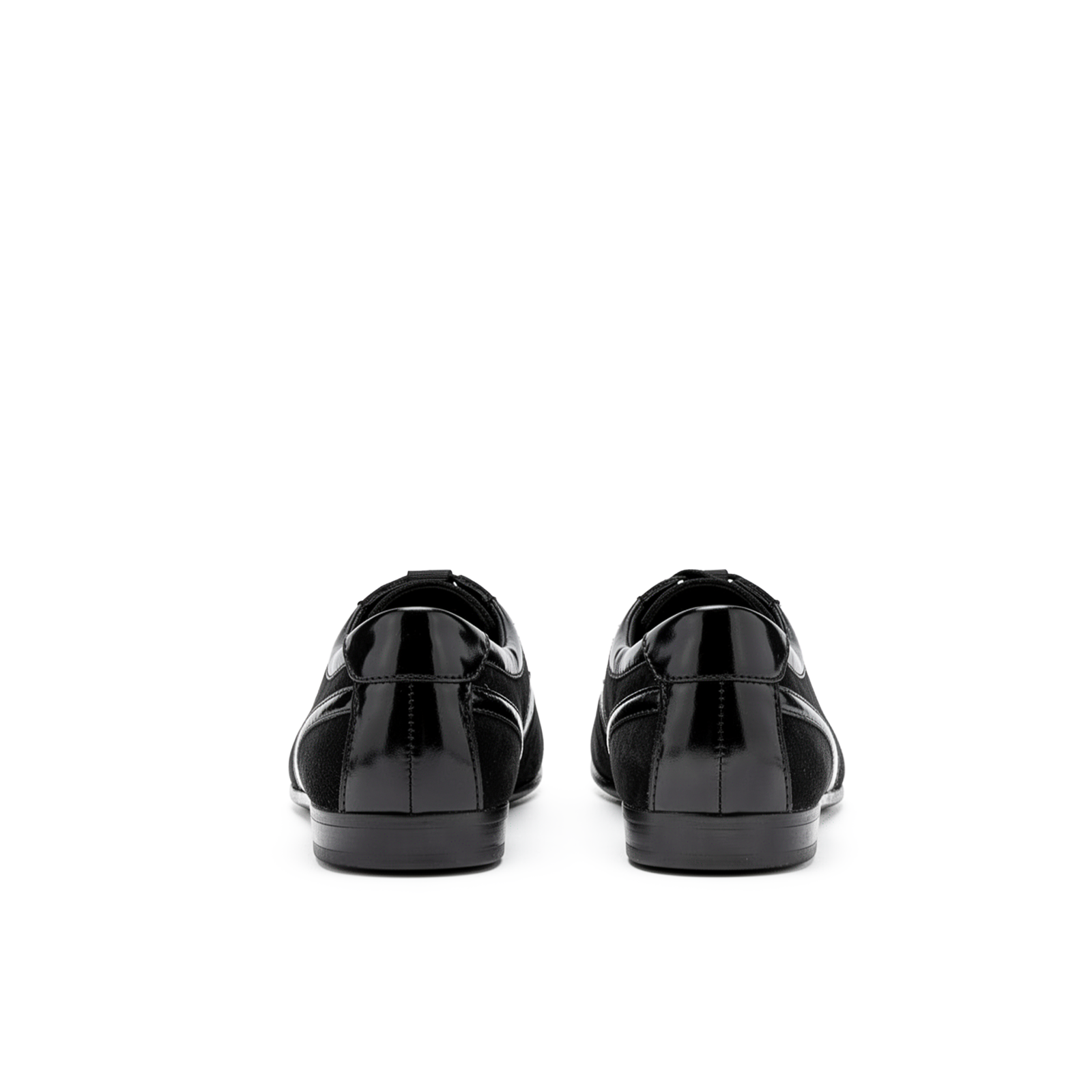 Winona lace-up ballet flats — black leather square toe shoes by Lil Cacti