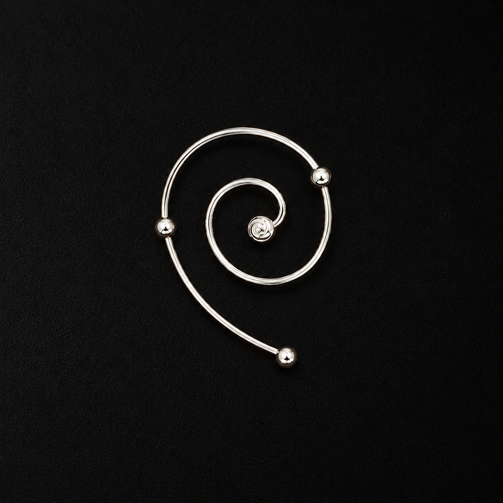 Back view of the Wire Spiral Ear Climbers in studio light