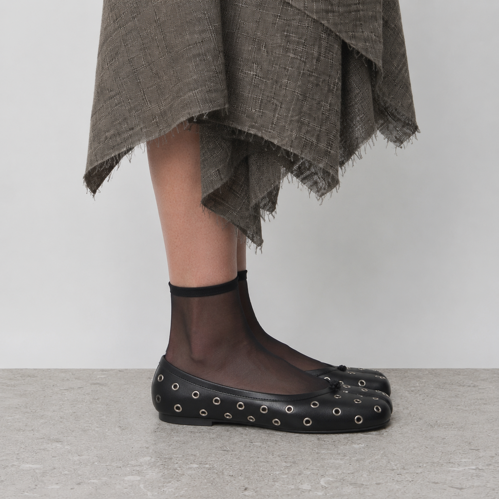 Wren Eyelet Tabi Flats by Lil Cacti — vegan tabi flat, angled three-quarter view