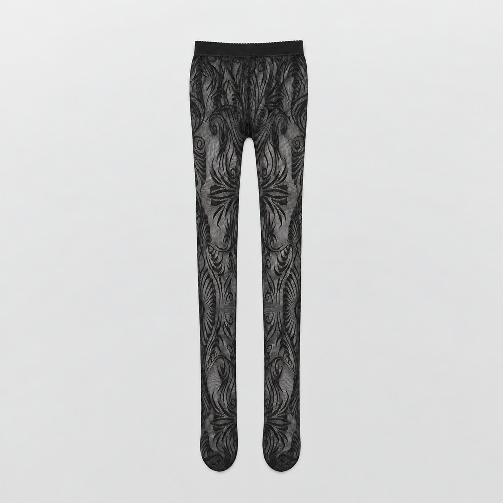 Lil Cacti Rosette Floral Lace Tights in Black product hero view 1