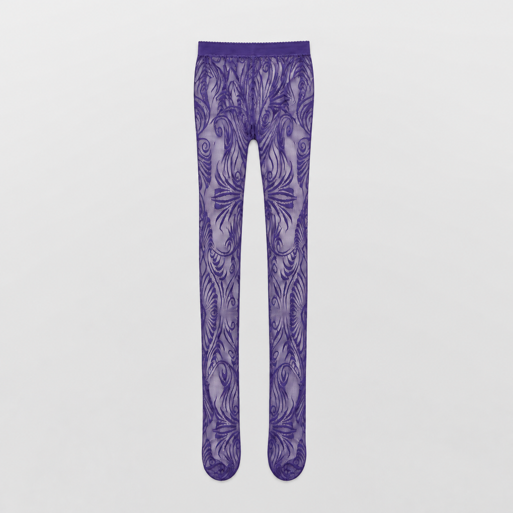 Lil Cacti Rosette Floral Lace Tights in Purple product hero view 5