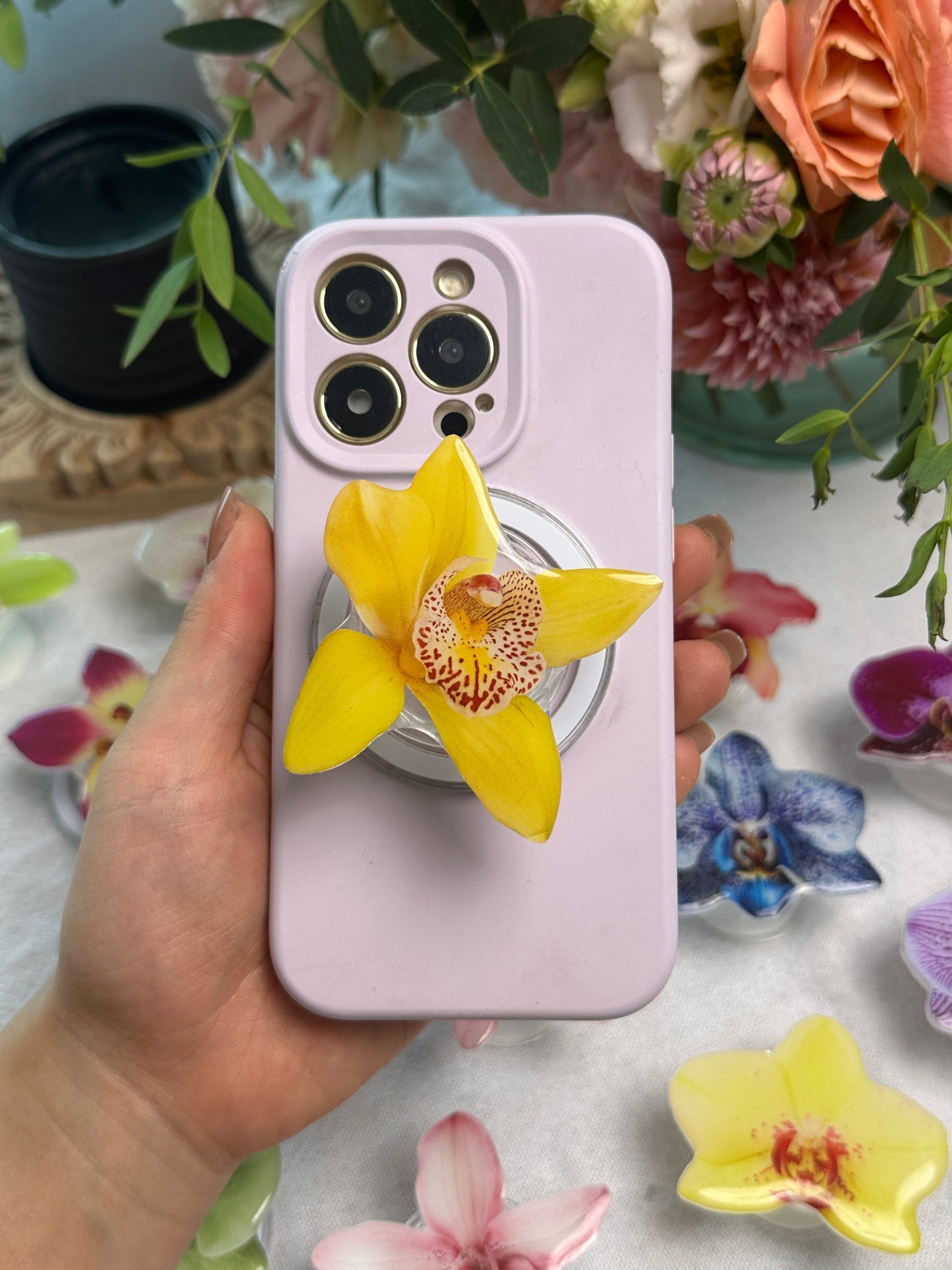Yellow Boat Orchid Magsafe flower background